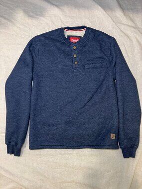Coleman Mens S Sherpa Lined Waffle Henley Pullover Blue Gorpcore Outdoor Hiking